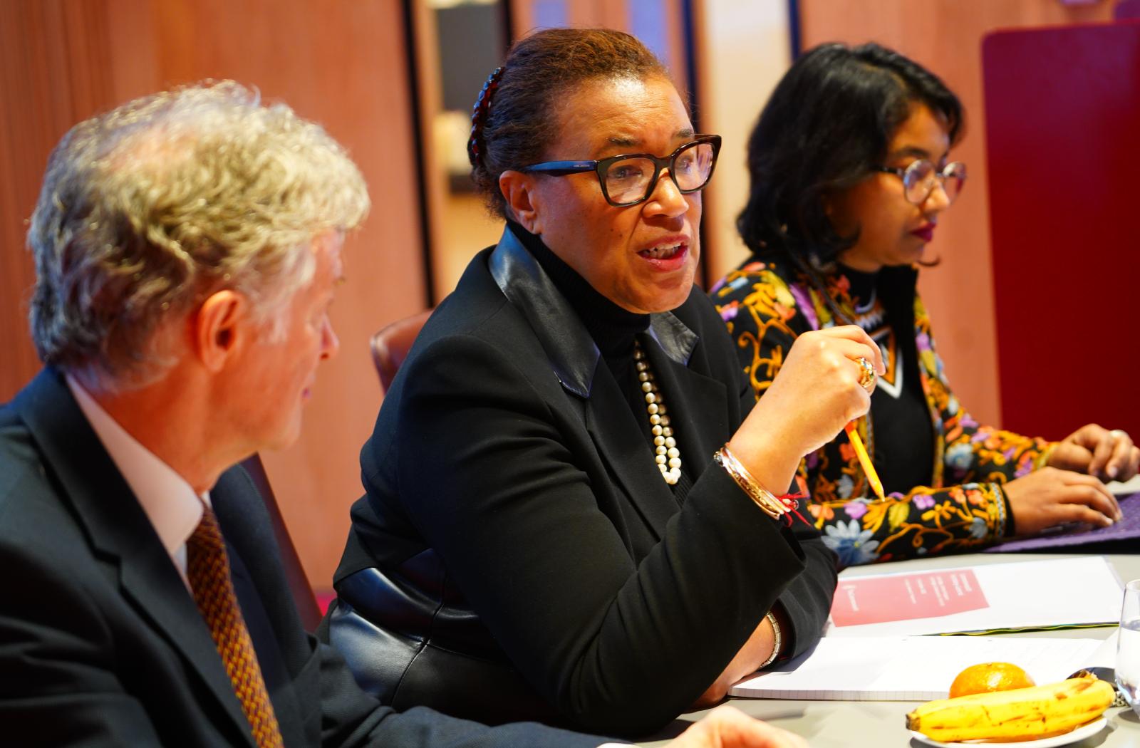 Commonwealth Secretary-General The Rt Hon Patricia Scotland KC speaking at an event